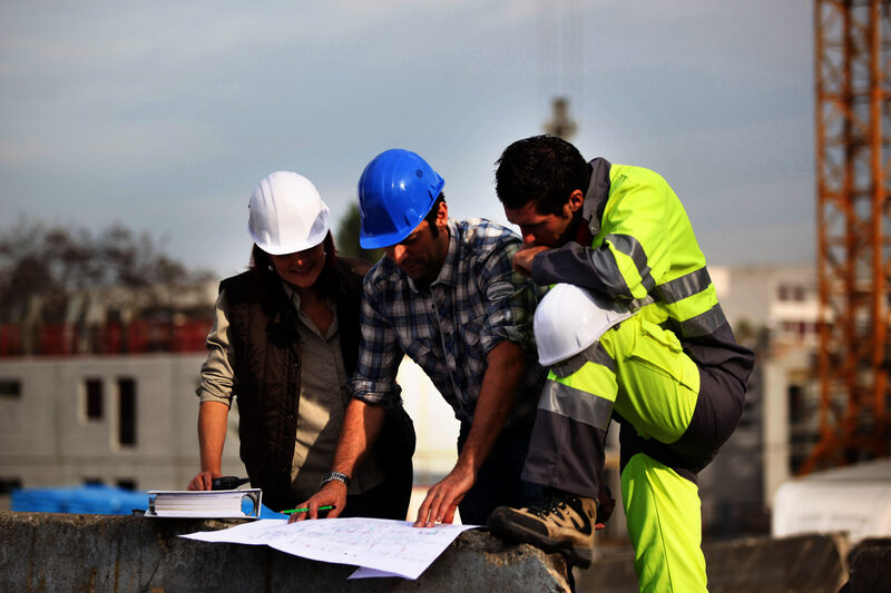 Professional masonry team at work