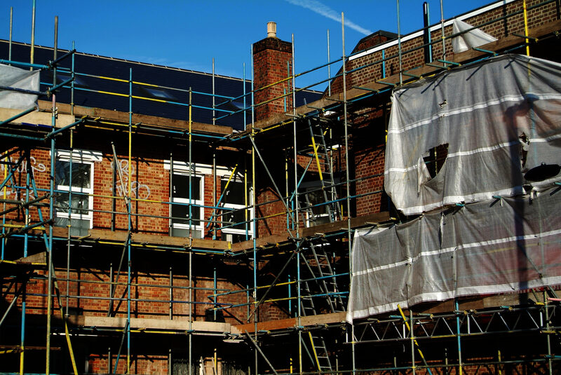 Commercial building showing professional tuckpointing work